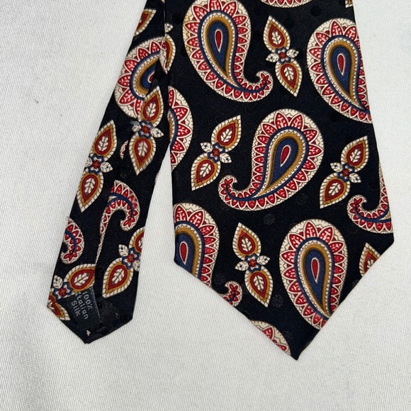 Villa Bugatti Black Paisley Italian Silk Necktie Luxury Designer Classic - Picture 4 of 8